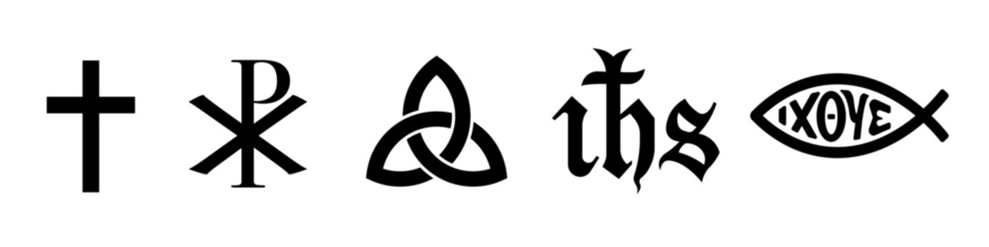 Christian symbols. Christian logo collection.