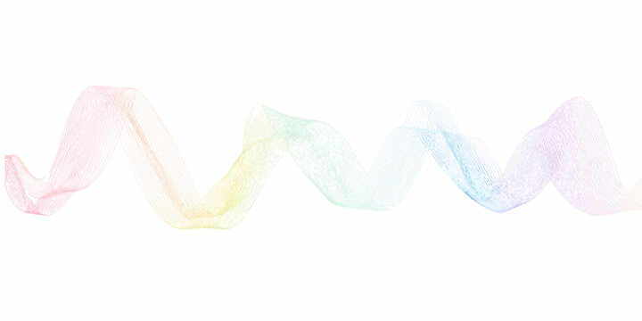 A smooth blue wave and colorful swirl pattern create an artistic motion design for a Christmas tree decoration illustration isolated on a white background