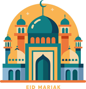 Eid Gah / Mosque: A building icon with domes and minarets where Eid prayers are held.