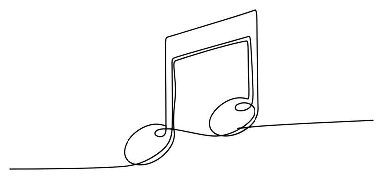 Musical note continuous line art illustration, minimalist song melody and sound symbol for music studio design