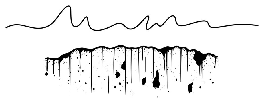 Abstract soil layers or cave underground continuous line art, textured earth cross section minimalist illustration for geology and nature