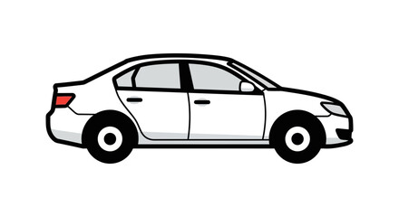 Fototapeta premium White sedan car illustration on white background for transportation concept