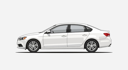 Fototapeta premium White sedan car isolated on white background transportation concept vector