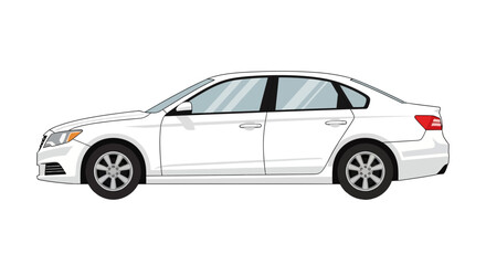 Fototapeta premium White sedan car isolated on white background vector illustration