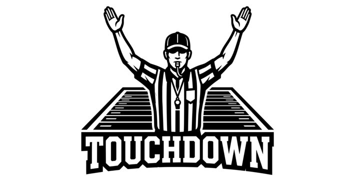 Referee Touchdown Signal American Football Silhouette