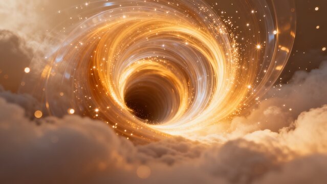 Starry spiral vortex in clouds