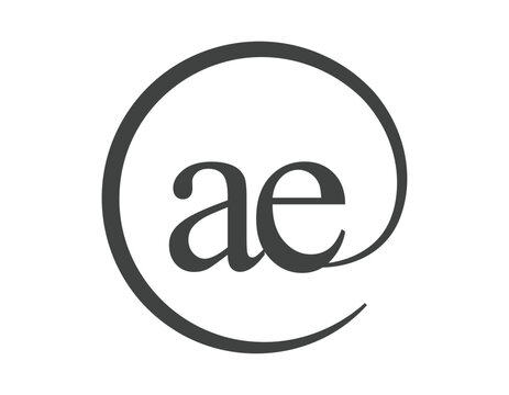 AE logo from two letter with circle shape email sign style. A and E round logotype of business company