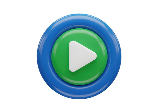 Modern play button with circular green and blue design isolated on transparent background