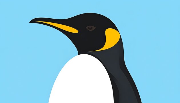 King Penguin Closeup Profile Illustration.