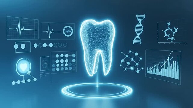 Glowing digital tooth model with medical data interface