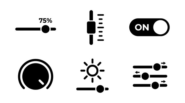Slider Control Icons in Minimal Black Silhouette Style