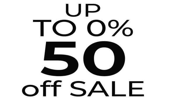 Marketing sign announces a fifty percent off sale to attract shoppers during retail clearance events.