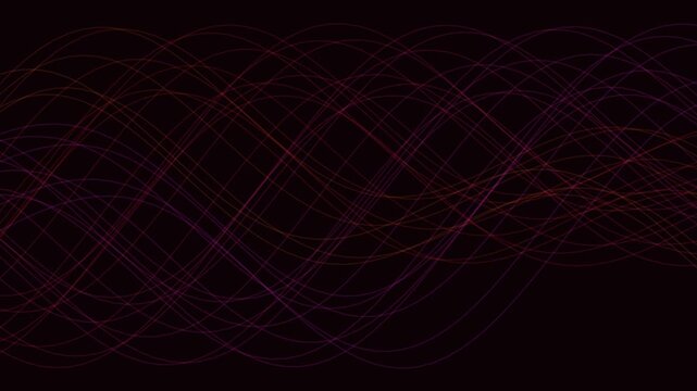 This motion graphics clip features an abstract animation of intersecting, glowing lines forming a dynamic, wave-like pattern against a dark background. The footage likely loops.