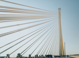 Fototapeta premium Wadi Laban Bridge, a cable-stayed bridge in Riyadh, Saudi Arabia.