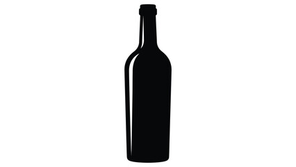 Wine bottle stands as a classic silhouette against a clean white background to represent premium beverage branding. © adnan