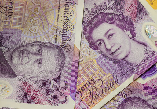 British Twenty Pound Notes with Two Monarchs
