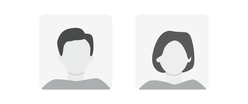 Vector flat illustration in grayscale. Avatar, user profile, face icon, gender neutral silhouette, profile picture. Suitable for social media profiles, icons, splash screens and as a template.