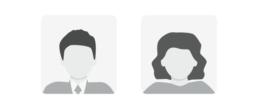 Vector flat illustration in grayscale. Avatar, user profile, face icon, gender neutral silhouette, profile picture. Suitable for social media profiles, icons, splash screens and as a template.