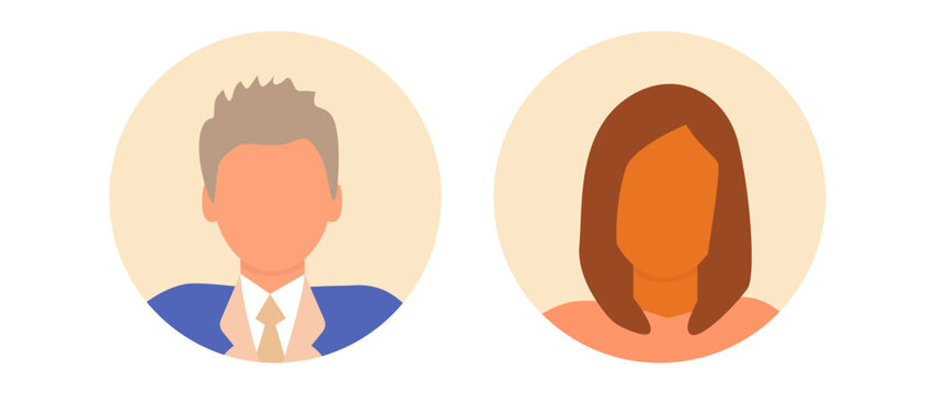 Vector flat illustration. Bright avatar, user profile, face icon, gender neutral silhouette, profile picture. Suitable for social media profiles, icons, splash screens and as a template.
