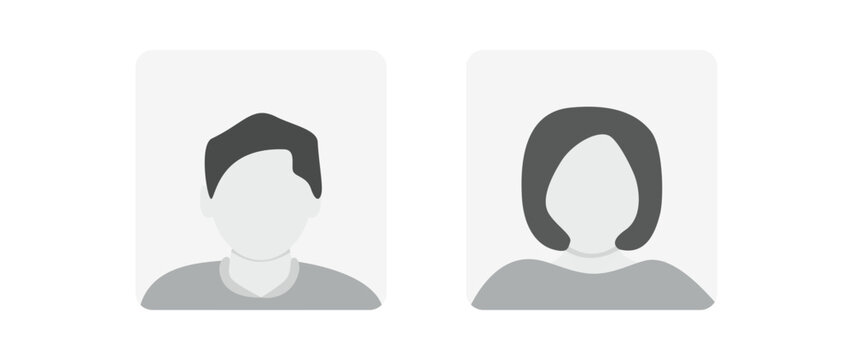 Vector flat illustration in grayscale. Avatar, user profile, face icon, gender neutral silhouette, profile picture. Suitable for social media profiles, icons, splash screens and as a template.