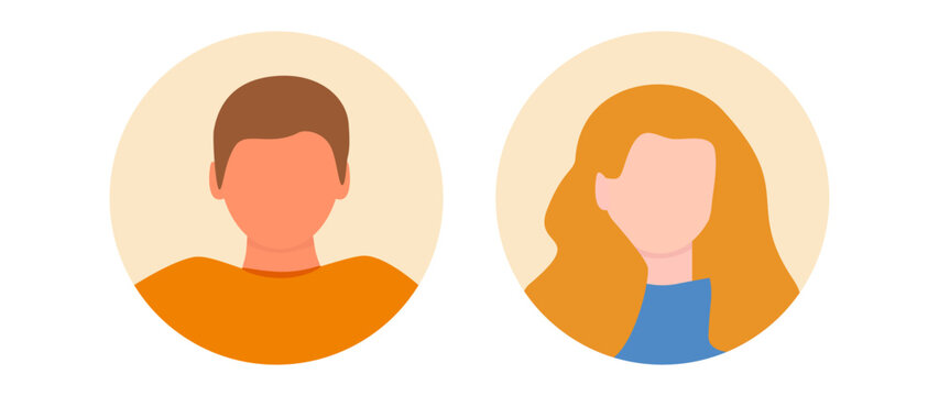 Vector flat illustration. Bright avatar, user profile, face icon, gender neutral silhouette, profile picture. Suitable for social media profiles, icons, splash screens and as a template.
