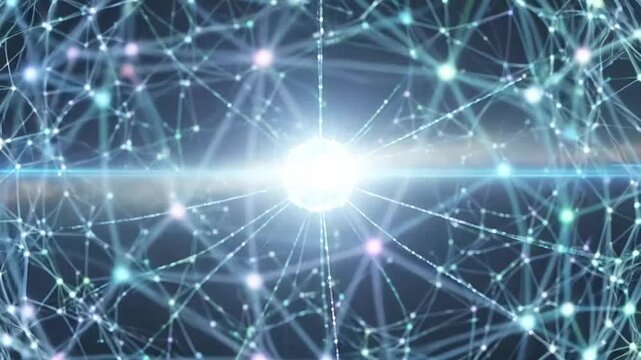 Glowing plexus sphere representing global network and digital connectivity