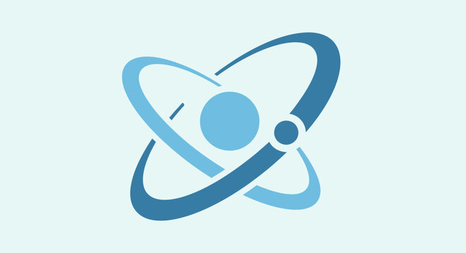 Blue Atom Symbol Graphic Design Element.