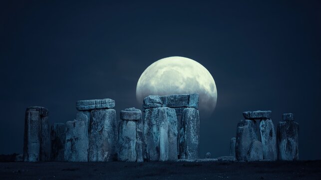 Mystical Stonehenge Under the Full Moon