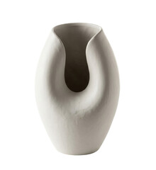 Modern white ceramic organic vase isolated. Contemporary home decor mockup. © PNG Lab