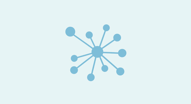 Blue molecular structure model graphic.