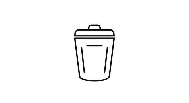 Minimalist vector illustration of a trash bin icon for digital user interface and software design