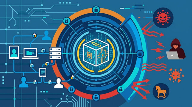 Digital Cyber Security Network Protection Concept.