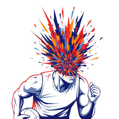 Explosive Basketball Player Head Bursting with Energy, Abstract Art © Ahmad