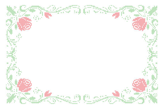 Embroidered cross-stitch border frame. Decorative ornament embroidery frame vector illustration
