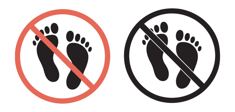 No footprints vector, footprints not allowed sign isolated on transparent background