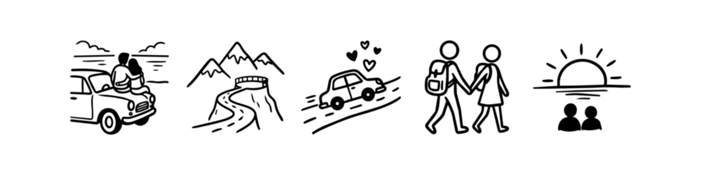A collection of hand-drawn ATM machine sketches, including drive-through and wall-mounted variants. Ideal for financial, banking, and commerce-themed graphic designs.