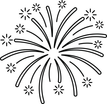 Black and white fireworks line symmetrical burst with radiating sparks line black and white celebration