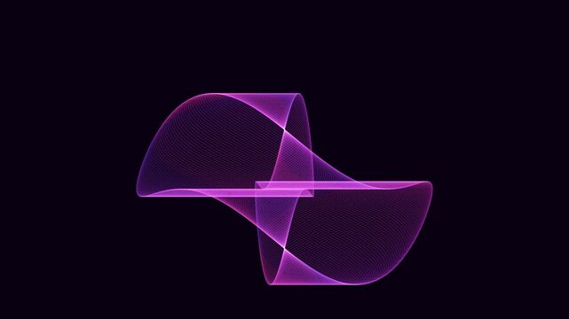Animated abstract mesh waveform pulses with glowing purple light against a dark background, suggesting sound or data visualization. This loop offers dynamic visual appeal.