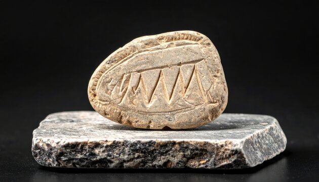 Well preserved ancient Ugaritic cuneiform tablet inscription on stone, a rare artifact from antiquity.