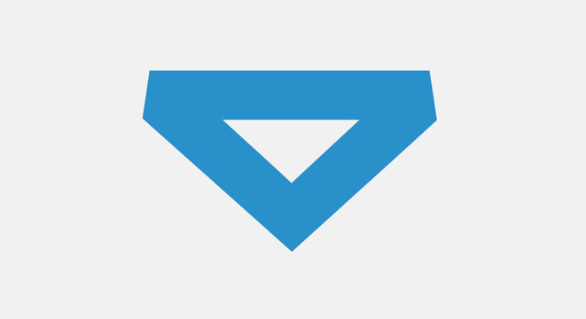 Blue triangle shape symbol icon.