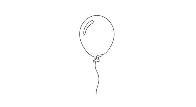 Simple single line drawing of a floating balloon created as a minimalist digital vector graphic illustration