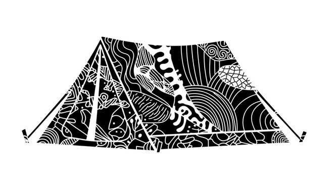 Black and white tent design pattern.