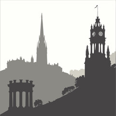 Obraz premium Edinburgh Vector Skyline | Digital Download Scotland City Wall Art Print