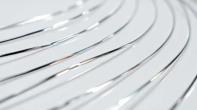 Abstract White Background with Metallic Silver Lines Flowing Smoothly