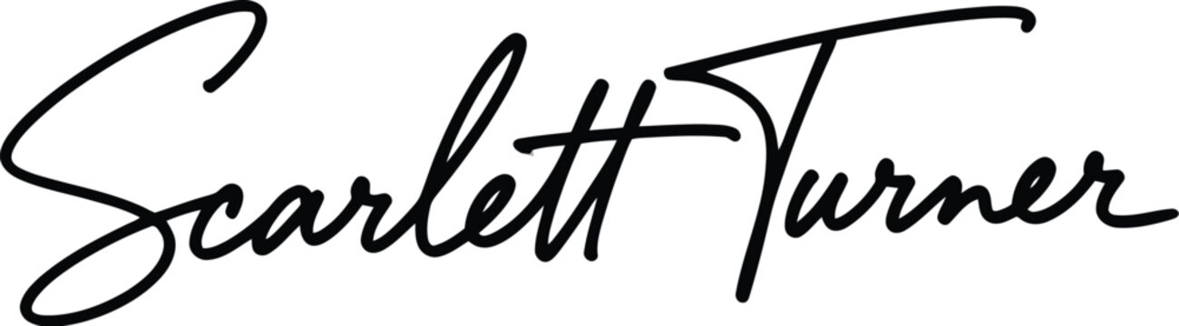 elegant handwritten calligraphy signature scarlett turner on white background