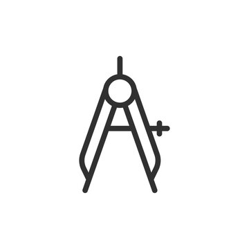 Compass tool, linear style icon. Geometry drawing and measurement instrument. Editable stroke width
