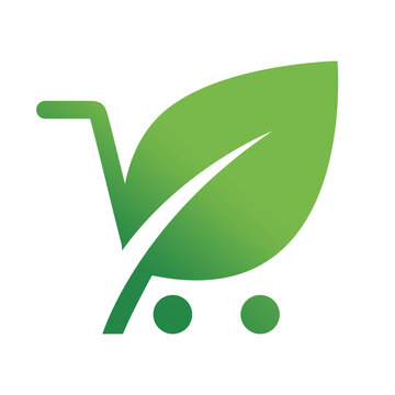 Eco-friendly shopping cart icon representing sustainable commerce and green purchasing choices