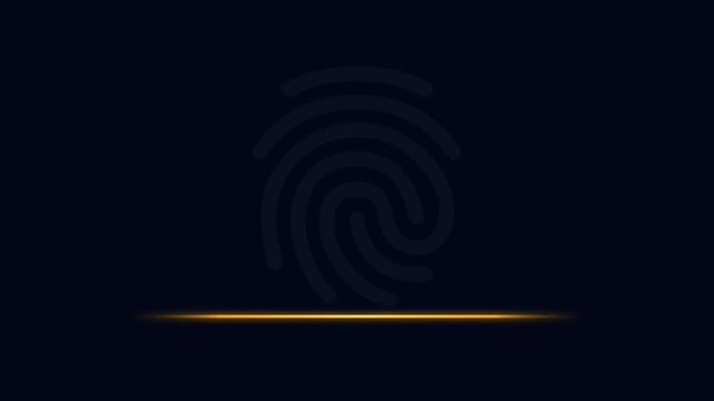 Authorizing Access Biometric Fingerprint Scan Animation with Gold Light Bar Security Interface