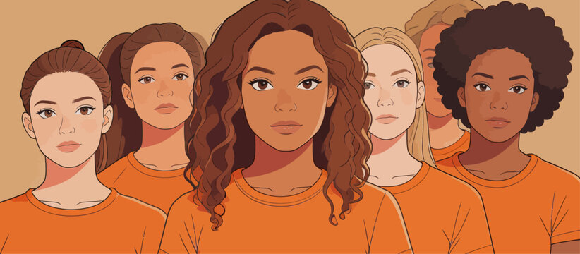 Diverse Group of Women Standing Together in Unity