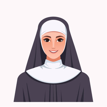 Illustration of a Smiling Nun
